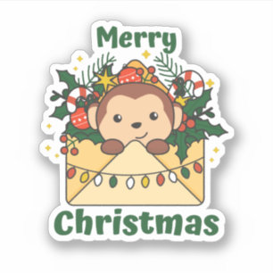 Adesivo Macaco - Letra de Natal - Macacos de Inverno