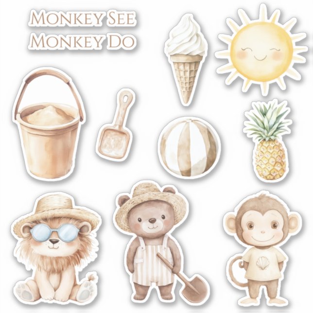 Adesivo Macaco Marrom Creme Faça o que o Macaco Faz  (Frente)