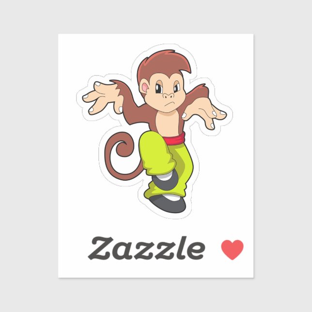 Adesivo Macaco nas artes marciais Kungfu (Folha)