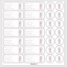 Adesivo Macaron Nome individual endereço + envelope