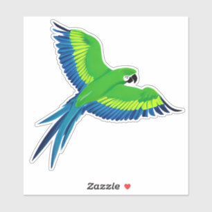 Adesivo Macaw Verde e Azul / Papagaio em voo