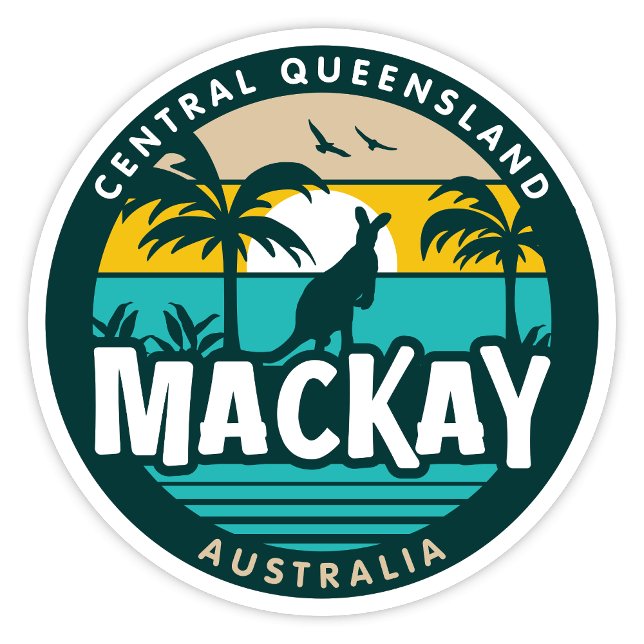 Adesivo Mackay, Queensland Austrália Sticker (Mackay, Central Queensland Australia Retro Round Sticker)