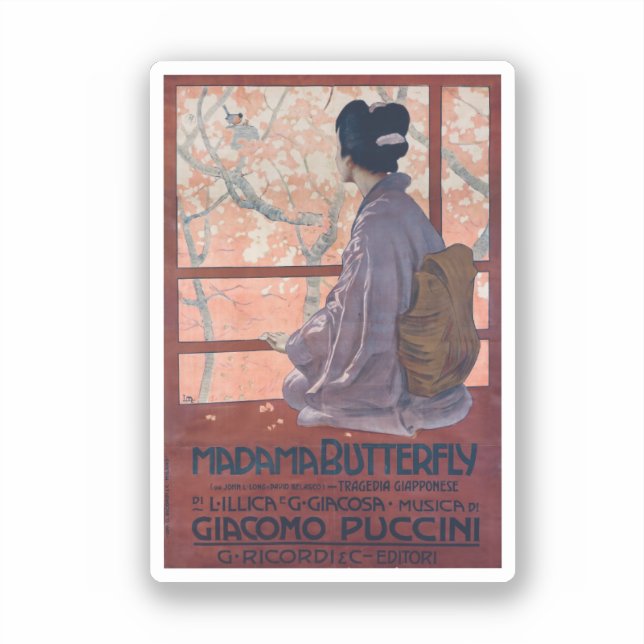 Adesivo Madama Butterfly Poster vintage (1904) (Frente)