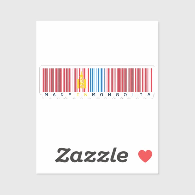 Adesivo Made in Mongolia Barcode Flag Design (Folha)