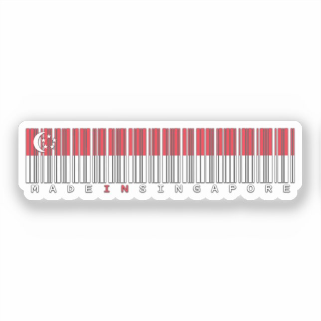 Adesivo Made in Singapore Barcode Flag Design (Frente)