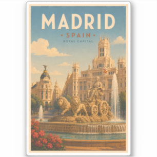 Adesivo Madrid Espanha Fonte Cibeles Ilustração Viagem