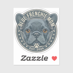 Adesivo Mãe Blue Frenchie Design Vintage de Bulldog Francê