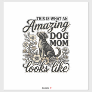 Adesivo Mãe de Cachorro Incrível Design Floral Vintage de 