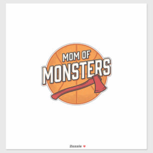 Adesivo Mãe de Monstros Design de Mãe de Basquete Vintage_