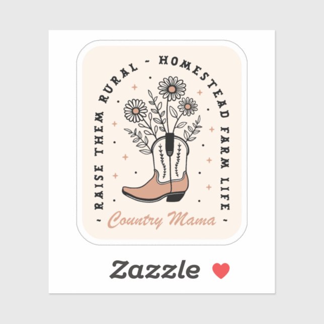 Adesivo Mãe do campo, sua terra natal, estética da fazenda (Folha)