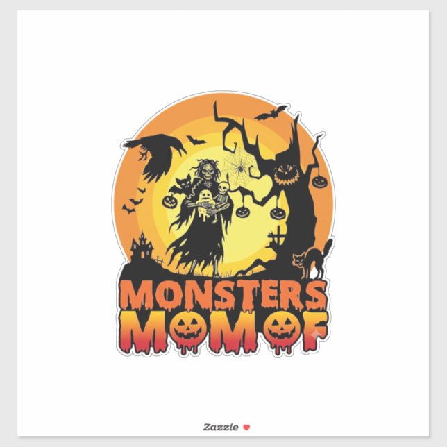 Adesivo Mãe dos Monstros Dia das Bruxas Monstro Fantasma E (Folha)