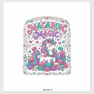 Adesivo Magia de Macaron de Unicórnio Colorido Mercado Art