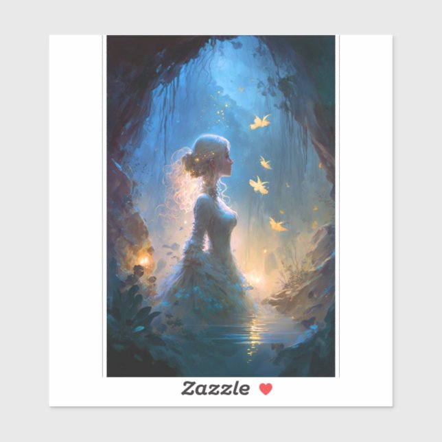 Adesivo Magia Lady In Water Fantasy Art (Folha)