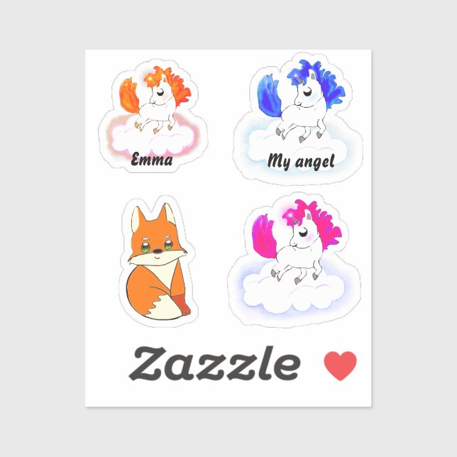 Adesivo Magic baby unicorns fantasy art (Folha)