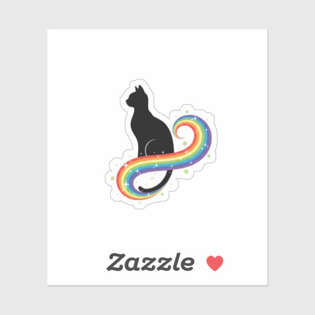 Adesivo Magical Black Cat With Rainbow Tail Aesthetic  (Folha)