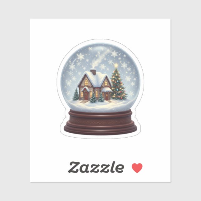 Adesivo Magical Snow Globe Christmas House & Tree  (Folha)