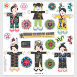 Adesivo Mah Jongg Dolls Stickers