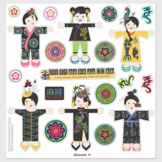 Adesivo Mah Jongg Dolls Stickers (Folha)