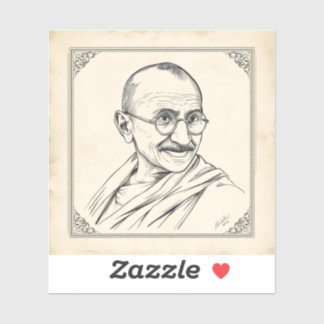 Adesivo Mahatma Gandhi e outros líderes históricos icônico