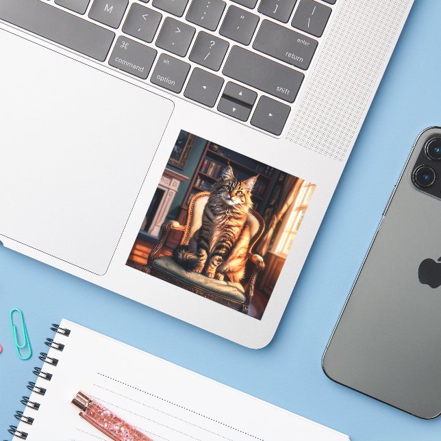 Adesivo Maine Coon Cat (Notebook com iPhone)