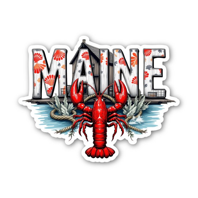 Adesivo Maine Lobster Sticker | Coastal State Travel Decal (Maine Lobster Sticker | Coastal State Travel Decal by PiggyPrint Stickers.)