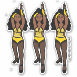 Adesivo Maiorette / Dancer Stickers Amarelo/ Preto Fringe