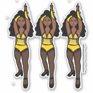 Adesivo Maiorette / Dancer Stickers Amarelo/ Preto Fringe 