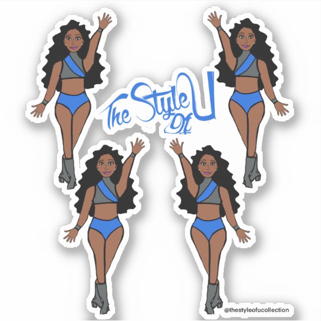 Adesivo Maiorette / Dancer Stickers Azul & Cinza (Frente)