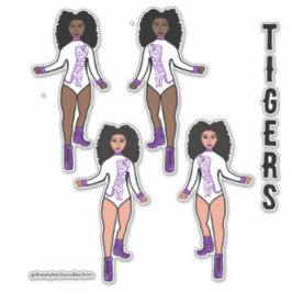 Adesivo Maiorette / Dancer Stickers Branco Roxo Tigre 2