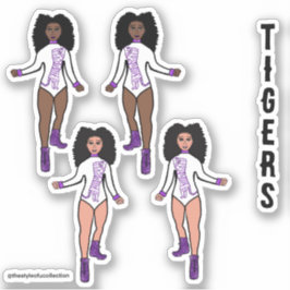 Adesivo Maiorette / Dancer Stickers Branco Roxo Tigre 2