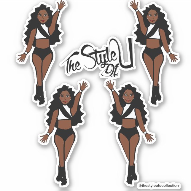 Adesivo Maiorette / Dancer Stickers Preto e Branco B (Frente)