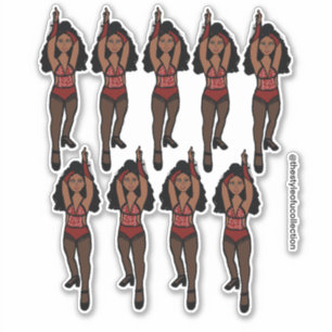 Adesivo Maiorette / Dancer Stickers Red/ Black Fringe 1