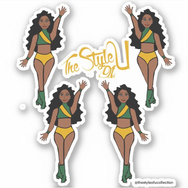 Adesivo Maiorette / Dancer Stickers Verde & Amarelo (Frente)