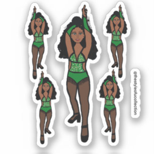 Adesivo Maiorette / Dancer Stickers Verde/ Frente Preta 1