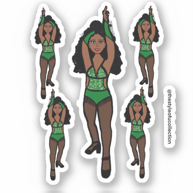 Adesivo Maiorette / Dancer Stickers Verde/ Frente Preta 1 (Frente)