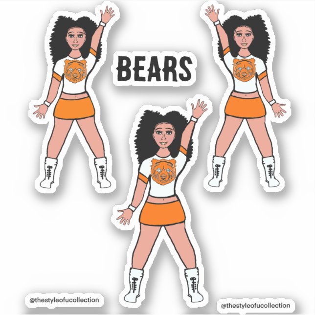 Adesivo Maiorette / Dancer Stickers White Orange Bear B (Frente)