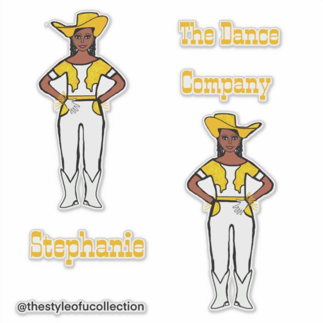 Adesivo Maiorette Ocidental / Dancer Stickers Amarelo (Frente)
