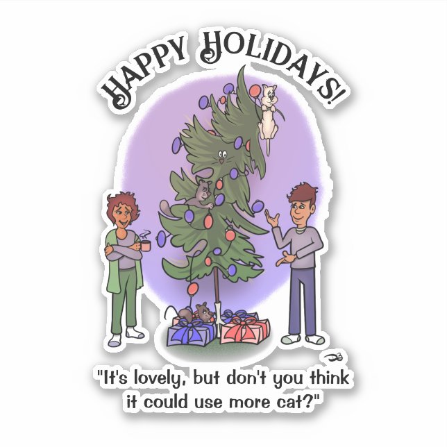 Adesivo Mais Vinheta Personalizada de Natal para Cat (Frente)
