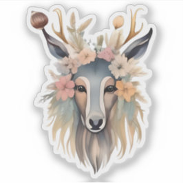 Adesivo Majestade Floral: Veado com Blossomas e Penas