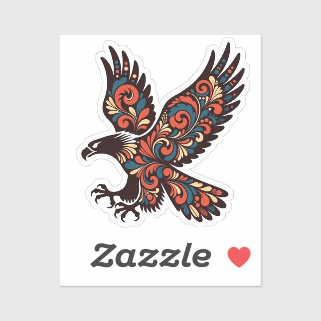 Adesivo Majestic Soaring Eagle - Decorative Paisley Folk A (Folha)