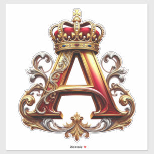 Adesivo Majestosa Letra A Ornamentada com Coroa