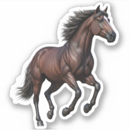 Adesivo Majestoso Cavalo Marrom Galopando 3D Realista Die-