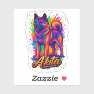 Adesivo Majexpressa Akita - Vibrante Pop de arte colorida 