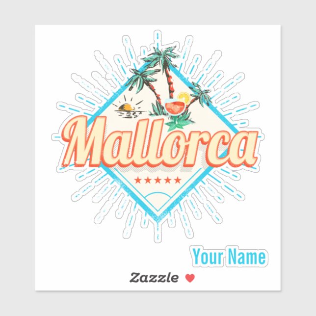 Adesivo Majorca Balearic Island Retro Parrot Vintage (Folha)