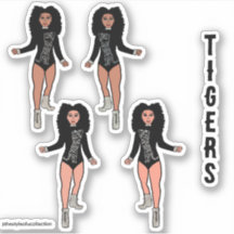 Majorette / Dançarina Stickers Black Silver Tiger 