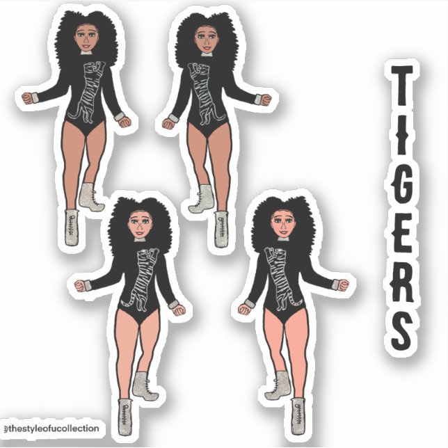 Adesivo Majorette / Dançarina Stickers Black Silver Tiger  (Frente)