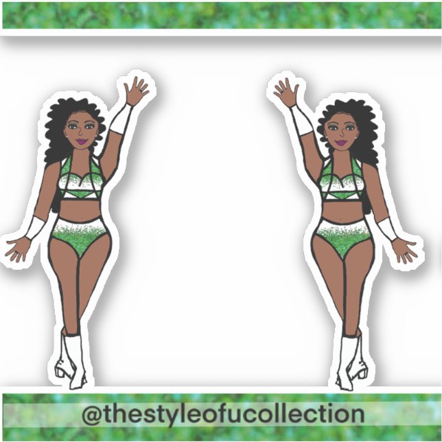 Adesivo Majorette / Dançarina Stickers Green Sparkle (Frente)