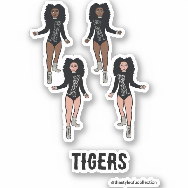 Adesivo Majorette / Dançarino Stickers Black Silver Tiger (Frente)