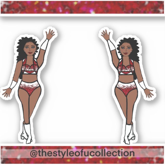 Adesivo Majorette / Dançarino Stickers Red Sparkle (Frente)