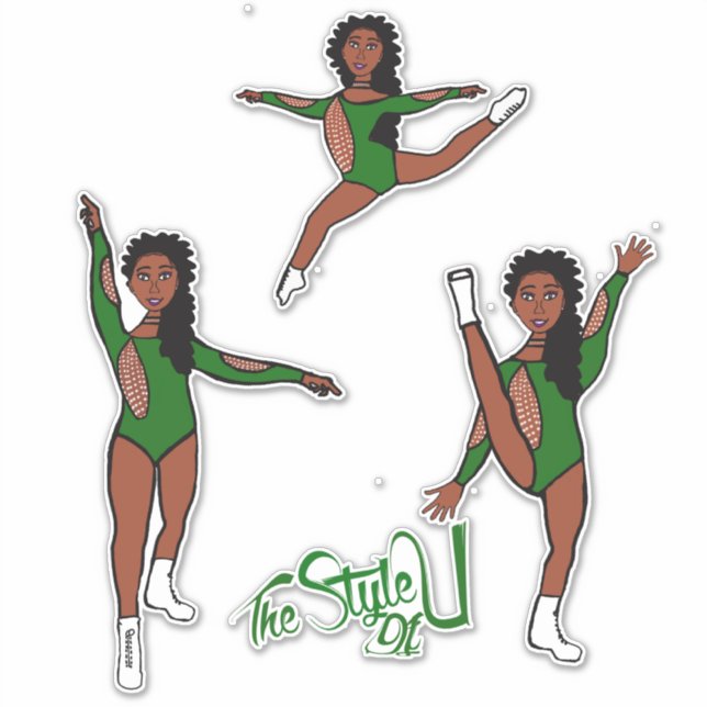 Adesivo Majorette / Dançarino Tri Pose Verde (Frente)